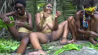 Ebony Lesbians Explore Oral Pleasure In Forest Setting