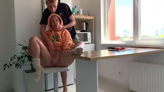 Petite Blonde European Gets Kitchen Counter Missionary