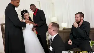 Busty Bride Enjoys Rough BBC Threesome on Wedding Day