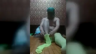 Hairy Bear Shows Off Stockings in Solo Selfie