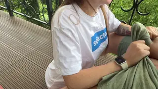 Petite European Teen Rides Outdoors After Yoga Tease