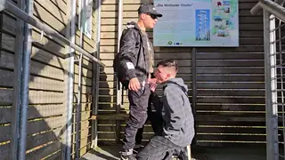 Latino Teen Swallows Cum After Outdoor Tower Blowjob