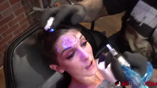 Inked Petite Brunette Explores Pleasure With Vibrator