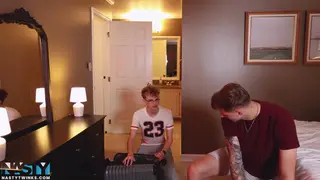 European Twink and Muscular Hunk Share Shower Handjob