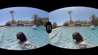 Brunette Rides and Takes Doggystyle in VR Pool Scene