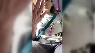 European MILF Pleasures Herself Publicly on Moving Bus
