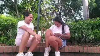 Latina Seduces Stranger Into Public Lesbian Fingering