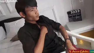 Inked Asian Twink Jerks His Uncut Cock to a Sticky Finish