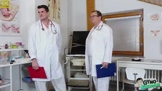 Blonde European Examined by Two Doctors in Hospital