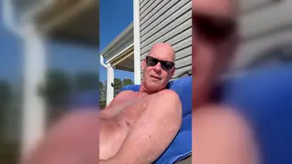Hairy European Daddy Strokes Muscular Body Outdoors