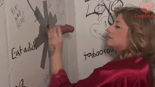 Busty Stepmom Drains Stranger At Gloryhole While Husband Watches