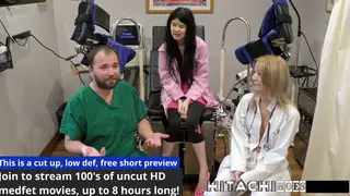 Busty Asian Patient Gaped With Toys on Exam Table