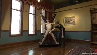 Muscular Teen Bound and Edged During First BDSM Session
