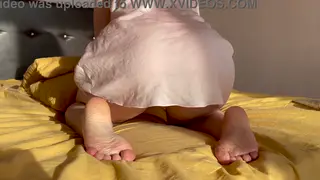 Solo Beauty Shows Off Shiny Feet in Lingerie