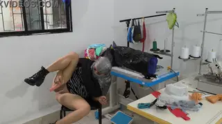Indian Seamstress Pleasures Herself With Toy at Workshop