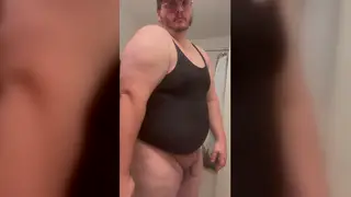 Heavy Bear Strokes to a Thick Climax in the Bathroom