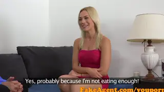 Blonde Auditions on Camera for a Modeling Contract