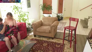 Blonde BBW Stepmom Guides Her Stepson Into Her Ass for a Creampie