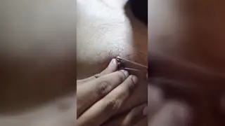 Tattooed Teen Pierces His Nipple in Bathroom