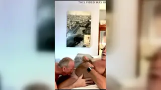 Muscular Bear and Older Daddy Share a Twink in Threesome
