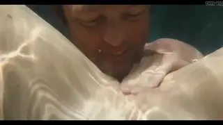 Teen Brunette Gives Underwater Blowjob and Takes Cum in Mouth