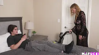 Blonde MILF Drains Her Lover with a Titjob and Rough Doggystyle
