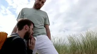 French Couple Shares Outdoor Blowjob in Bisexual Threesome