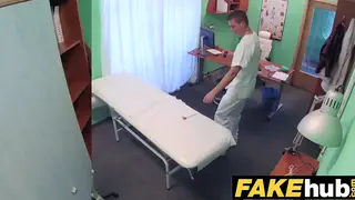Ebony Nurse Takes a Hard Ride on the Exam Table