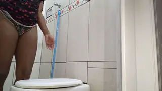 Brunette Latina Maid Takes It in the Bathroom