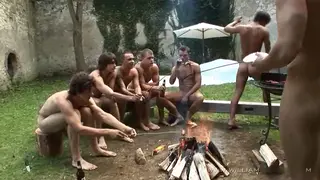 European Men Share Blowjobs and Handjobs at Outdoor Party