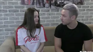 Petite European Teen Gives First Blowjob in Casting POV