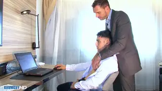 Blonde Muscle Coach Services Huge Cock in Gym