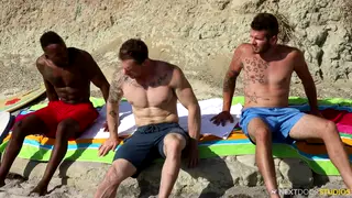 Muscular Black Studs Bareback in Interracial Orgy