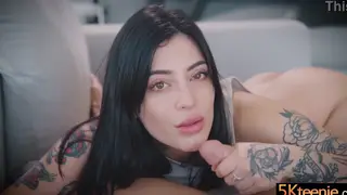 Tattooed Brunette Takes Rough Doggystyle and Huge Facial