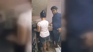 Indian Wife Rides Her Lover While Husband Watches From the Kitchen