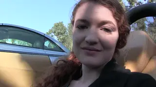 Redhead MILF Gives Public Blowjob and Takes Cum in Her Mouth