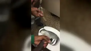 Ebony Guys Stroke Each Other in Bathroom Handjob Session