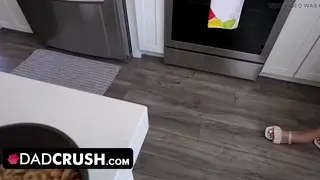Petite Blonde Stepdaughter Swallows Her Stepdad Deep