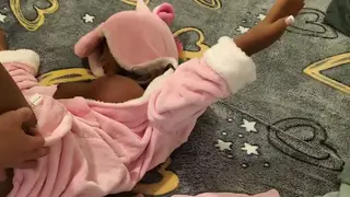 POV Session With a Pink Robe and Sex Doll