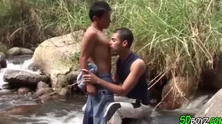 Latino Sucks Cock Outdoors in Bareback Tease