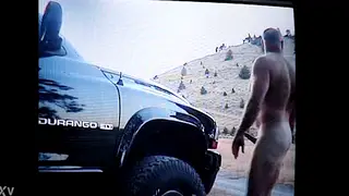 Amateur Shows Hard Cock Outdoors by the Lake