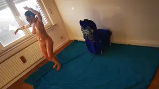 Curvy Arab Woman Oils Up for Solo Fingering