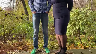 Curvy Mature BBW Pisses Outdoors Before a Hard Doggystyle Fuck