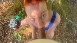 Redhead Gives Stranger Outdoor Blowjob in Sundress