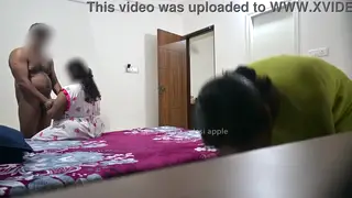 Maid Watches Wife Service Husband in Threesome