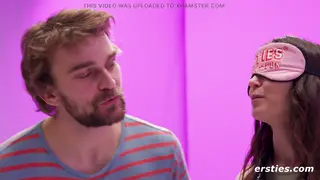 Brunette Beauty Explores Desire in Blindfolded Casting Game