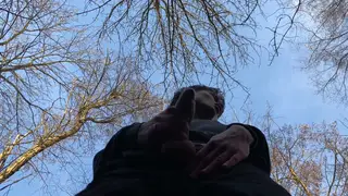 European Twink Works His Big Cock in a Shadowy Outdoor Spot