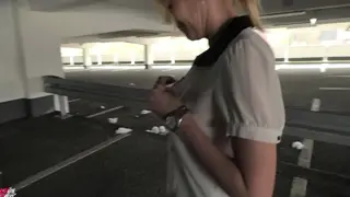 Blonde European MILF Performs Blowjob in Parking Garage