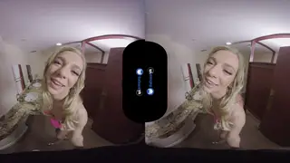 Blonde Teen Rides Hard in a Club Bathroom VR