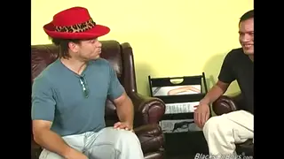 Three Black Men Take Turns with a Guy